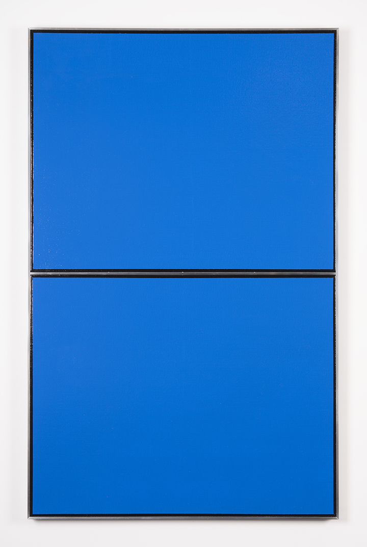KUWAYAMA, Tadaaki (Japanese, b. 1932) Untitled (Blue) TK4139-1:4'65 1965 Acrylic on canvas with aluminium strip 39 3:16 x 24 13:16 in.